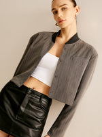 Load image into Gallery viewer, Fondamentale Cropped Pinstripe Jacket | Stand Collar | Contemporary Fit
