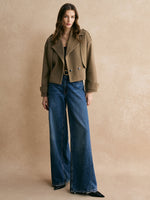 Load image into Gallery viewer, Cropped Wool-Blend Jacket | Structured Lapel | Modern Camel Style