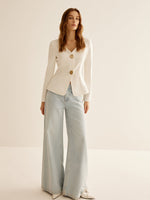 Load image into Gallery viewer, V-Neck Fitted Blazer | Gold Button Detail | Sculpted Silhouette