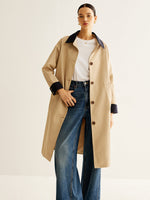 Load image into Gallery viewer, Single Breasted Trench Coat | Contrast Collar | Mid-Length