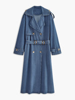 Load image into Gallery viewer, Fondamentale Denim Trench Coat | Double-Breasted | Belted Long Fit