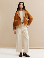 Load image into Gallery viewer, Fondamentale Camel Contrast Jacket | Fold Collar | Soft Textured Finish