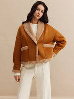 Load image into Gallery viewer, Fondamentale Camel Contrast Jacket | Fold Collar | Soft Textured Finish