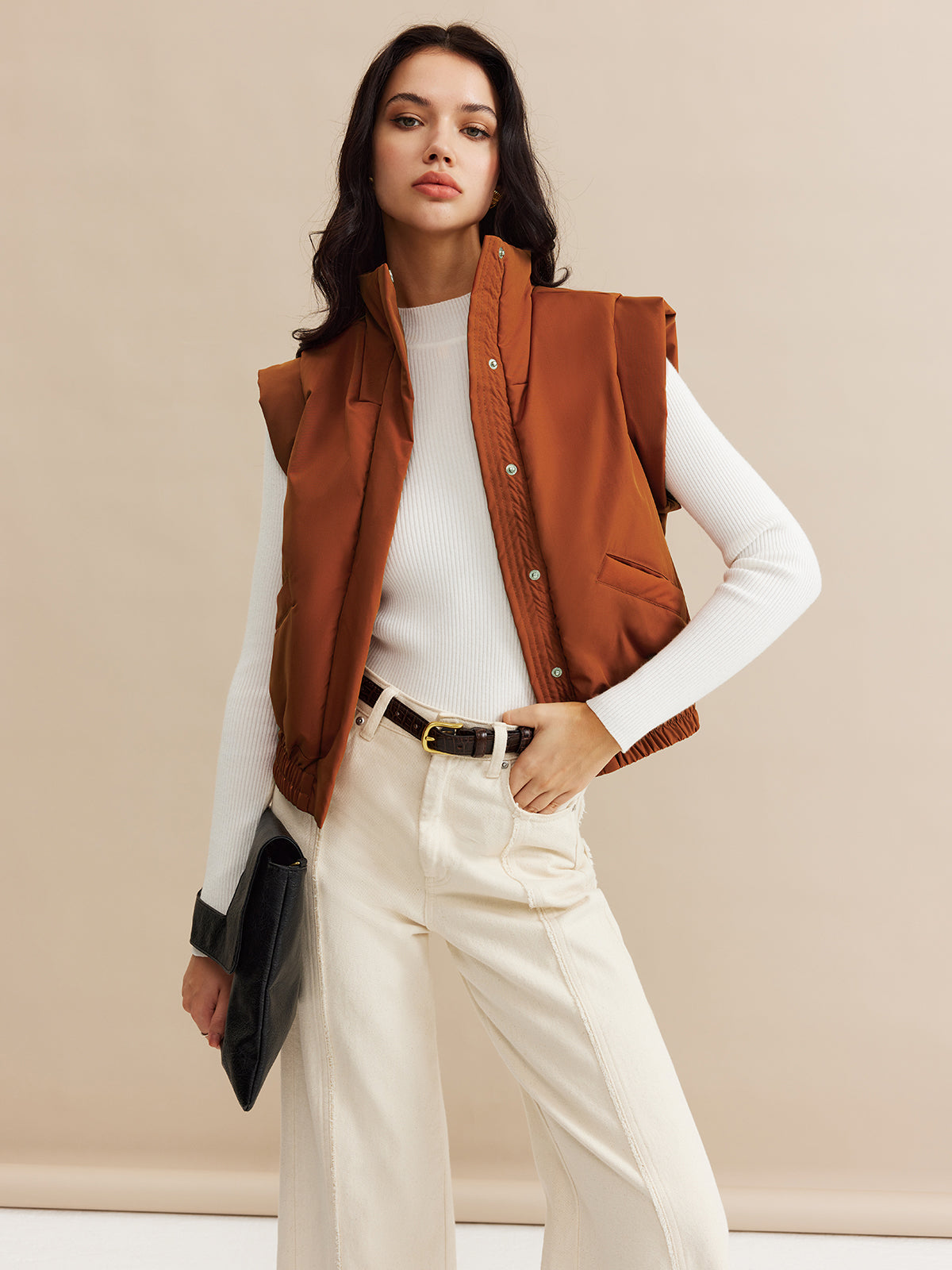 Gilet Matelassé Sans Manches | Col Montant | Coupe Relaxe