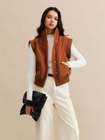 Load image into Gallery viewer, Quilted Sleeveless Vest | Stand Collar | Relaxed Fit