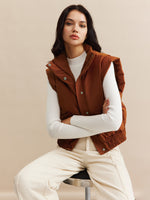 Load image into Gallery viewer, Quilted Sleeveless Vest | Stand Collar | Relaxed Fit