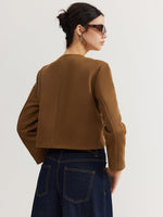Load image into Gallery viewer, Fondamentale Cropped Button Jacket | Minimalist Silhouette | Round Neck