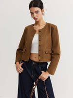 Load image into Gallery viewer, Fondamentale Cropped Button Jacket | Minimalist Silhouette | Round Neck