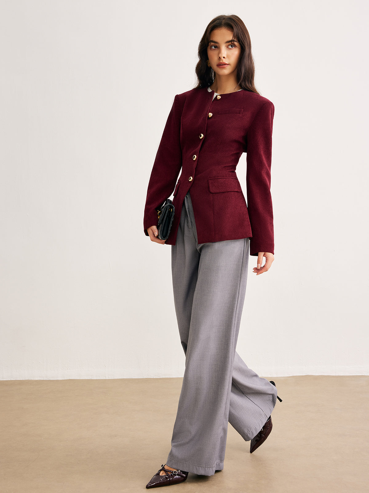 Blazer Femme Ajusté Boutons Or | Silhouette Structurée