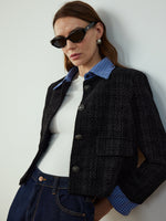 Load image into Gallery viewer, Short Tweed Jacket | Contrast Collar | Classic Silhouette
