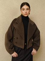 Load image into Gallery viewer, Métier Wool Blend Cropped Coat | Oversized Lapel | Sculpted Silhouette
