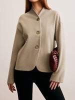 Load image into Gallery viewer, Short Wool Blend Jacket | V-Neck | Minimalist Silhouette