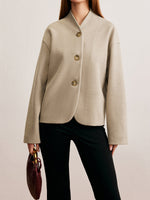 Load image into Gallery viewer, Short Wool Blend Jacket | V-Neck | Minimalist Silhouette