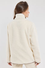 Load image into Gallery viewer, Faux Shearling Toggle Jacket | Contrast Trim | Winter Warmth