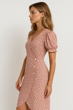 Load image into Gallery viewer, Fondamentale V-Neck Midi Dress | Puff Sleeve | Wrap Detail