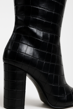Load image into Gallery viewer, Métier Croc-Embossed Knee-High Boots | Pointed Toe | Block Heel