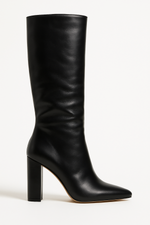 Load image into Gallery viewer, Métier Croc-Embossed Knee-High Boots | Pointed Toe | Block Heel