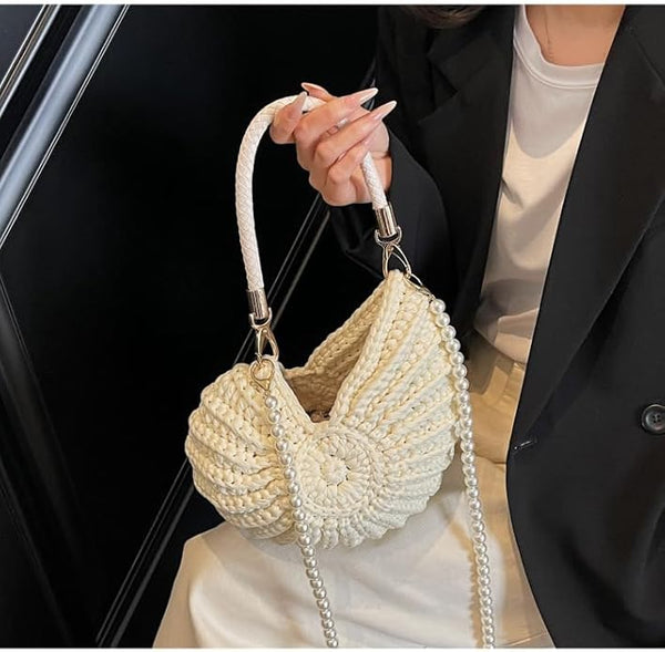 Métier Crochet Shell Bag | Handcrafted Pearl Detail