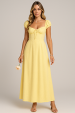 Load image into Gallery viewer, Empire Maxi Dress | Square Neckline with Puff Sleeves