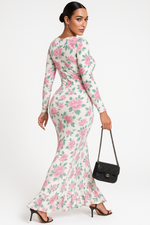 Load image into Gallery viewer, Floral Print Maxi Dress | High Neck | Slim Fit