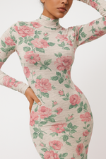 Load image into Gallery viewer, Floral Print Maxi Dress | High Neck | Slim Fit