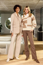 Load image into Gallery viewer, Fondamentale Geometric Knit Sweater | V-Neck | Balloon Sleeve