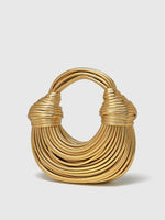 Load image into Gallery viewer, Lueur Sculpted Metallic Handbag | Gold Curved Silhouette