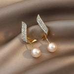 Load image into Gallery viewer, Lueur Pearl Drop Earrings | Crystal Paved Gold Tone