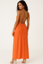 Load image into Gallery viewer, Halter Maxi Dress | Chain Neckline | Floor-Length Silhouette
