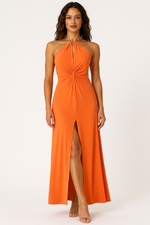 Load image into Gallery viewer, Halter Maxi Dress | Chain Neckline | Floor-Length Silhouette