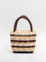 Load image into Gallery viewer, Handcrafted Striped Bead Tote Bag | Structured Handle