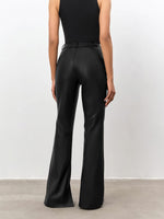 Load image into Gallery viewer, High Waisted Faux Leather Flare Trousers | Structured Fit