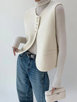 Load image into Gallery viewer, Métier Knit Vest | Gold Button Detail | Regular Fit