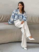 Load image into Gallery viewer, Printed Long-Sleeve Shirt | Stand Collar | Relaxed Fit