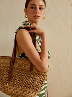 Load image into Gallery viewer, Évasion Woven Straw Tote Bag | Basket Silhouette