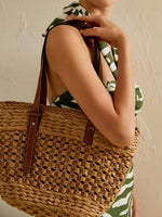 Load image into Gallery viewer, Évasion Woven Straw Tote Bag | Basket Silhouette