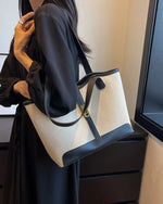 Load image into Gallery viewer, Évasion Canvas Shoulder Tote | Contrast Trim, Turnlock Strap, Double Handles