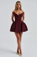 Load image into Gallery viewer, Iris Off-Shoulder Mini Dress | Sweetheart Neckline | Flared Skirt