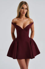 Load image into Gallery viewer, Iris Off-Shoulder Mini Dress | Sweetheart Neckline | Flared Skirt