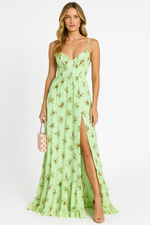 Load image into Gallery viewer, Floral Chiffon Maxi Dress | V-Neck | Empire Waist | Layered Hem