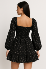 Load image into Gallery viewer, Floral Puff Sleeve Mini Dress | Square Neck | A-Line Silhouette