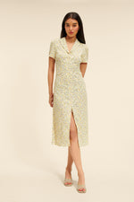 Load image into Gallery viewer, Silk-Blend Floral Midi Dress | Button Front | Short Sleeves