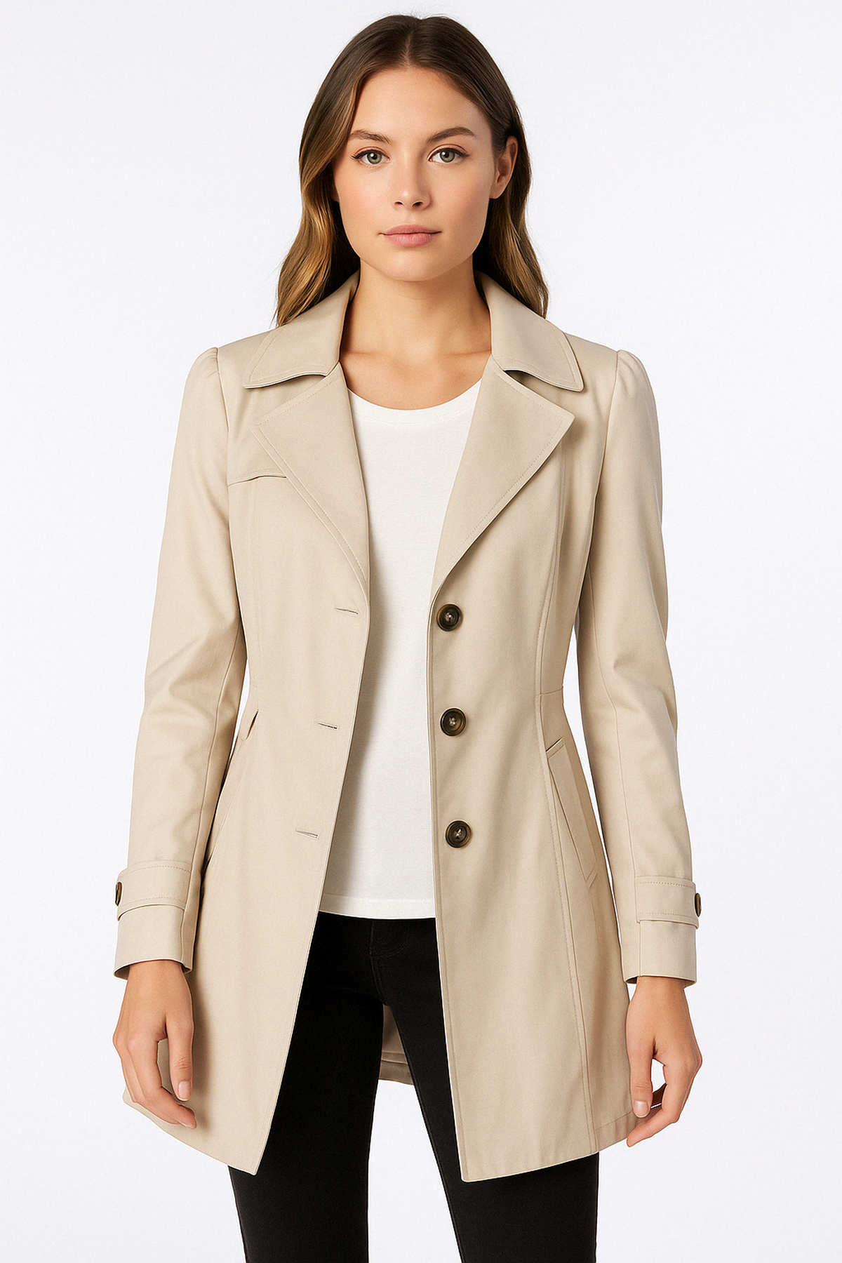 Trench Coat Mi-Long | Coton Mélange | Simple Boutonnage