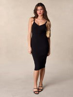 Load image into Gallery viewer, Ribbed Knit Midi Dress | V-Neck | Spaghetti Straps