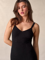 Load image into Gallery viewer, Ribbed Knit Midi Dress | V-Neck | Spaghetti Straps