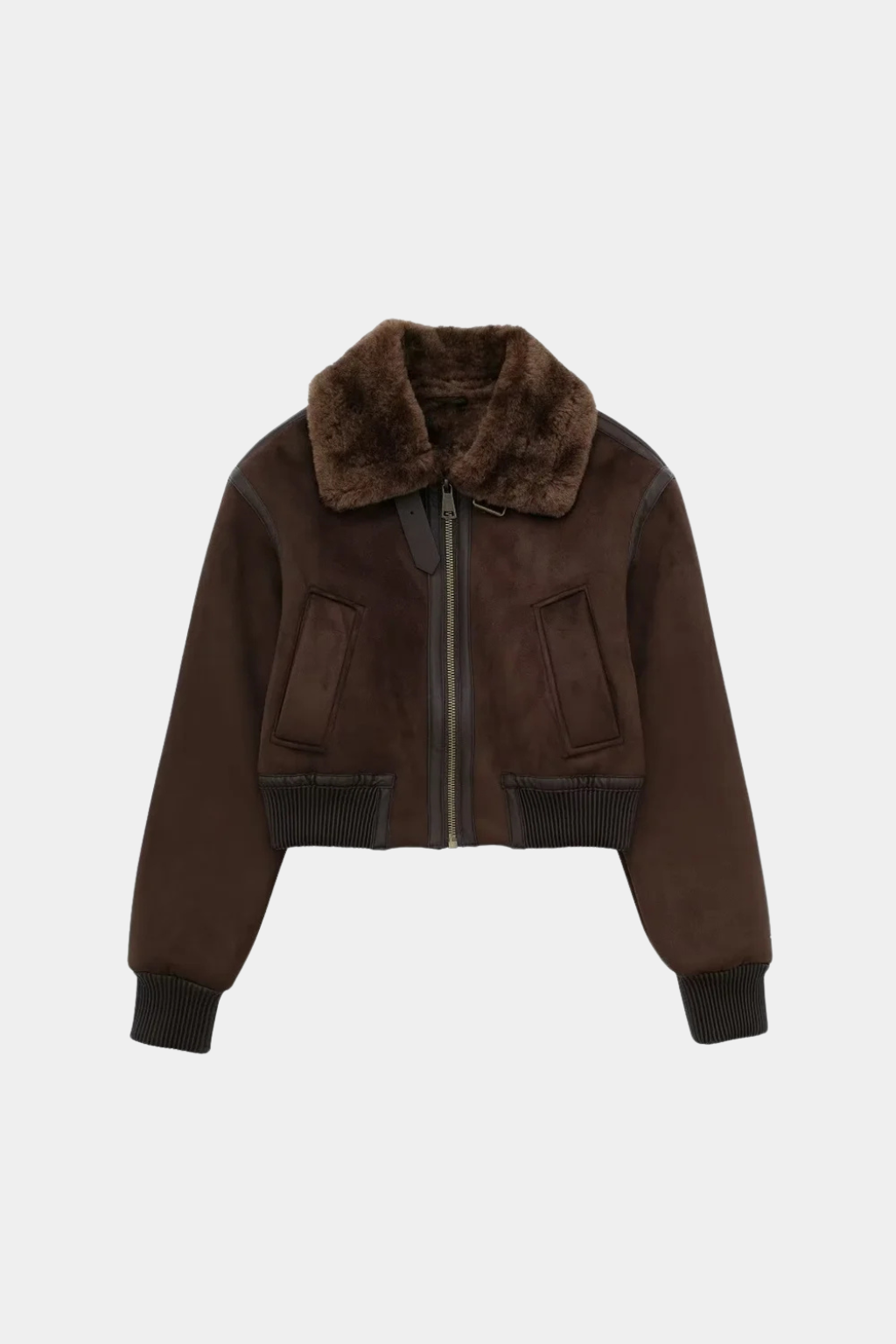 Veste Aviateur en Faux Shearling | Coupe Cropped | Col Revers