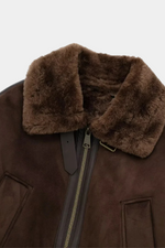 Load image into Gallery viewer, Faux Shearling Aviator Jacket | Cropped Fit | Turn-Down Collar