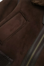 Load image into Gallery viewer, Faux Shearling Aviator Jacket | Cropped Fit | Turn-Down Collar