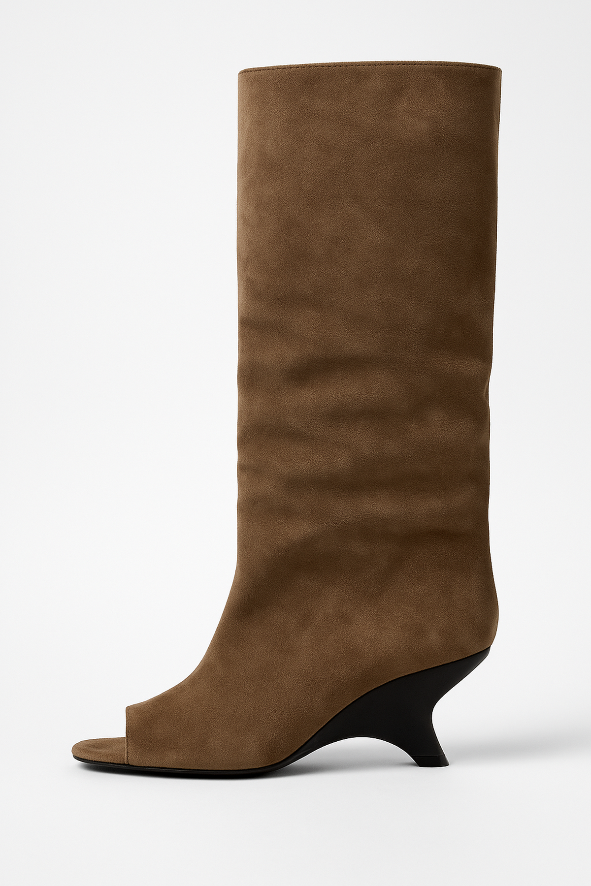 Bottes Hautes Peep-Toe Fondamentale | Faux Suede | Talons Sculptés
