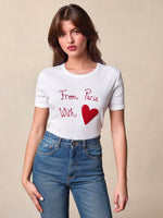 Load image into Gallery viewer, Embroidered Cotton T-Shirt | From Paris With Heart